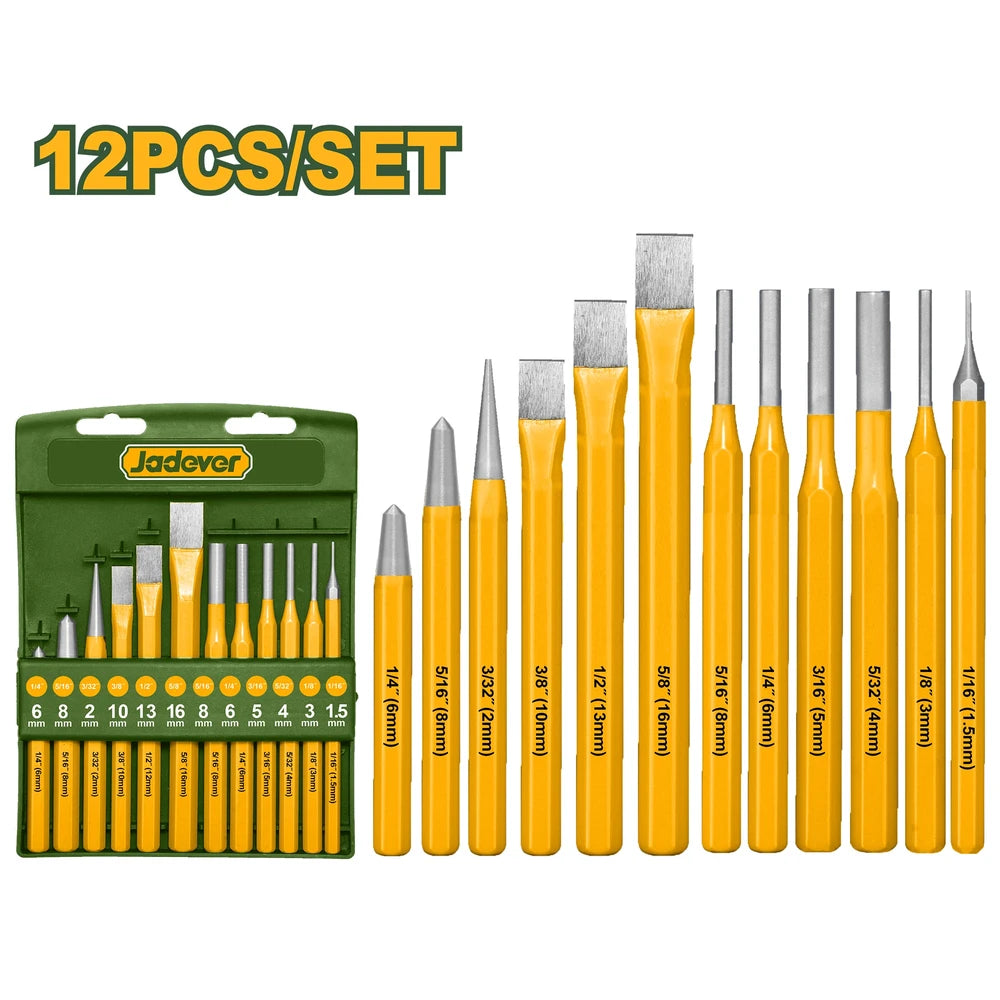 12 Pcs Cold Chisel and Punch Set - JADEVER