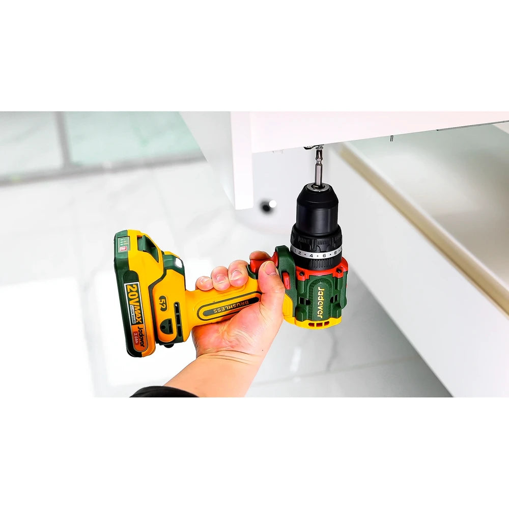 Compact Brushless Cordless Impact Drill 20V 52Nm with Battery - JADEVER