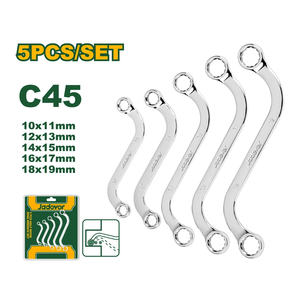 5 Pcs S-Type Ring Wrench Set - JADEVER