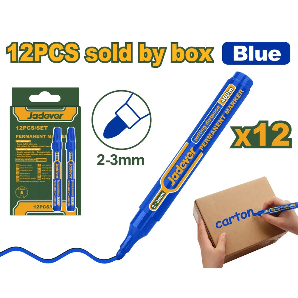 Permanent Marker blue,12pcs/set - JADEVER