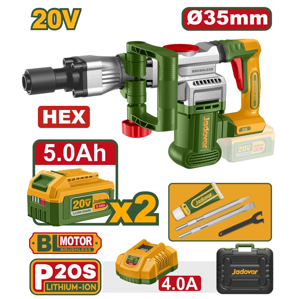 Cordless Demolition Breaker 20V 16J with Battery - JADEVER
