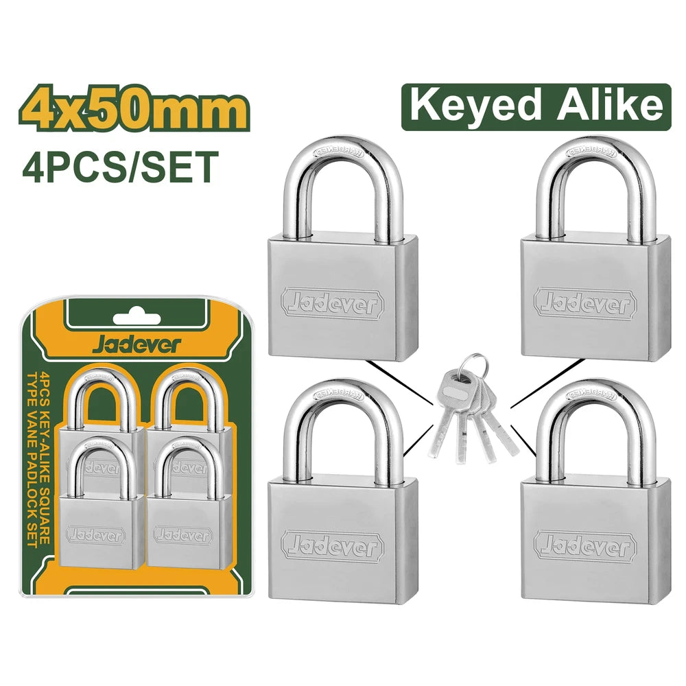 4Pcs Key-alike Square Type Vane Padlock Set - JADEVER