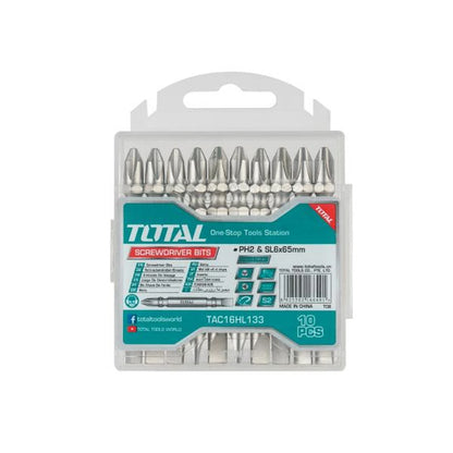 Screwdriver Bits PH2 SL6.0 65mm 10pcs - TOTAL