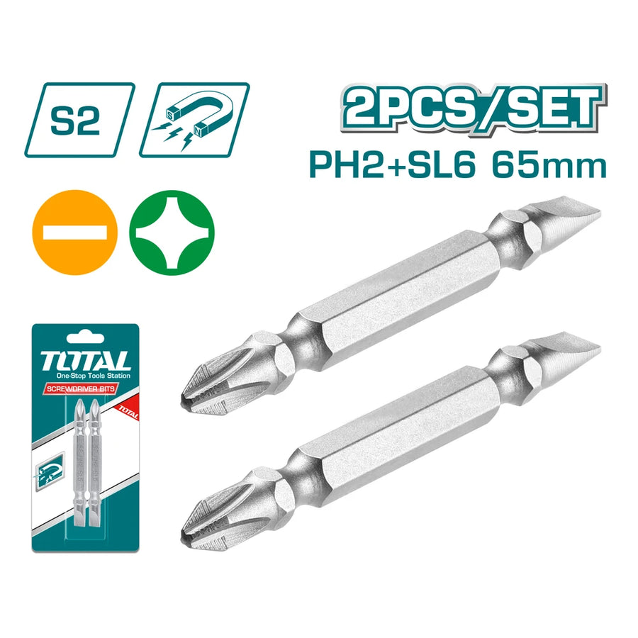 Screwdriver Bits Set PH2+SL6 65mm - TOTAL