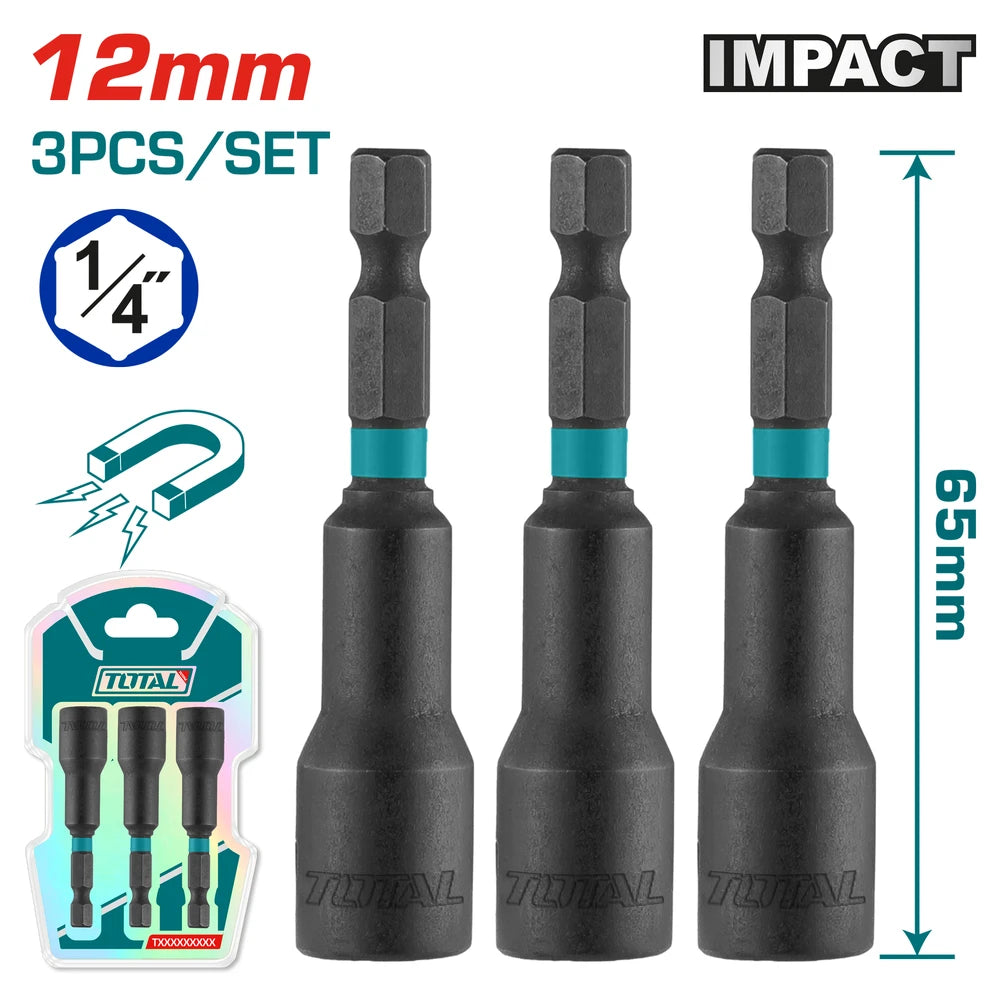 3 Pcs Impact Magnetic Nut Set 12mm 3pcs - TOTAL