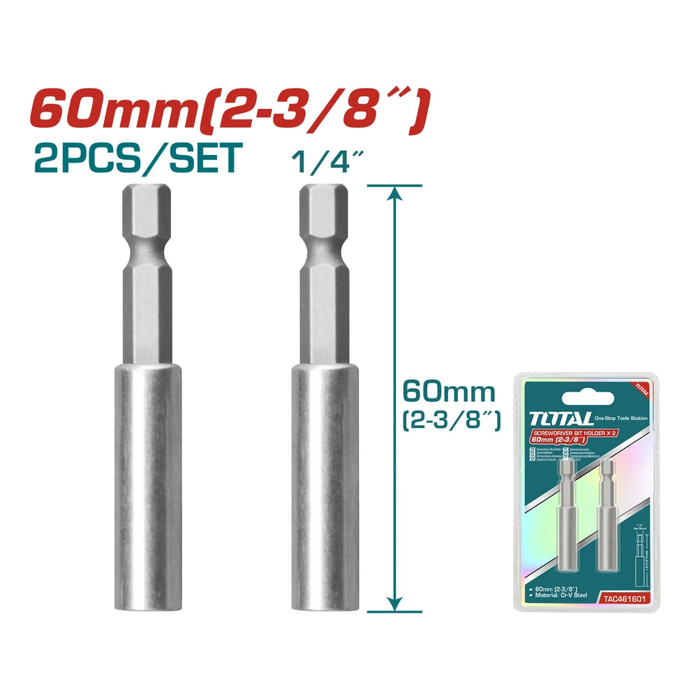 Screwdriver Bit Holder Set Magnetic Pack of 2 - TOTAL