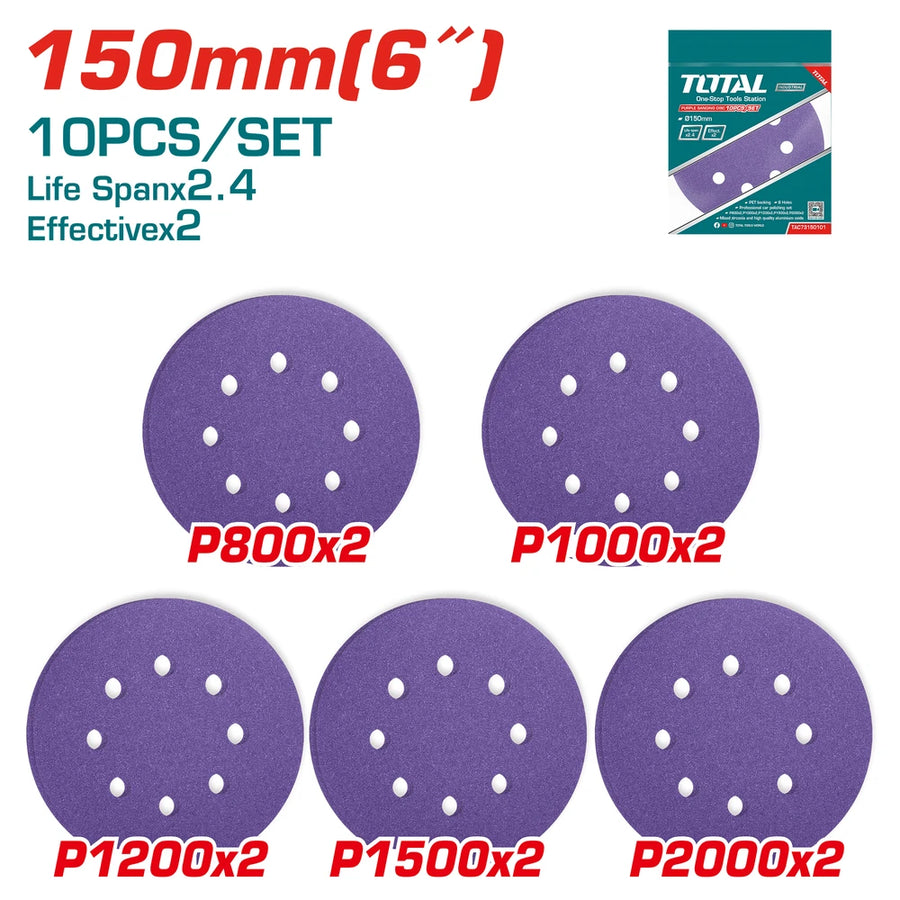 Purple Sanding Disc 150mm - TOTAL