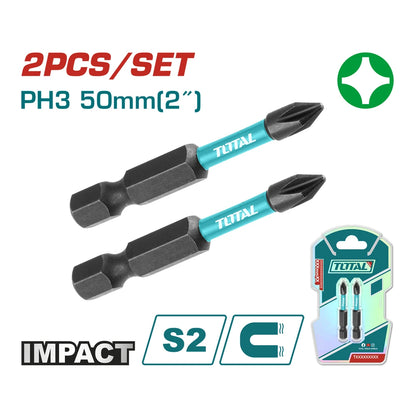 Impact Screwdriver Bits PH3 50mm - TOTAL