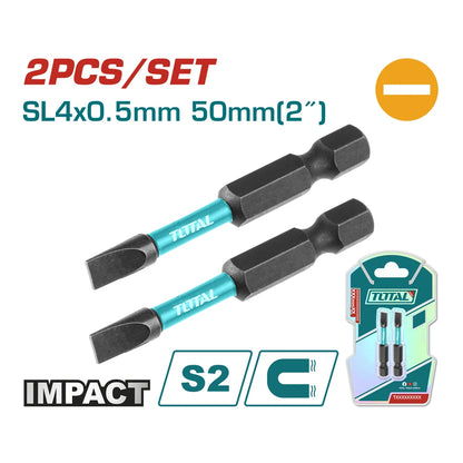 Impact Screwdriver Bits SL4 0.5mm 50mm - TOTAL
