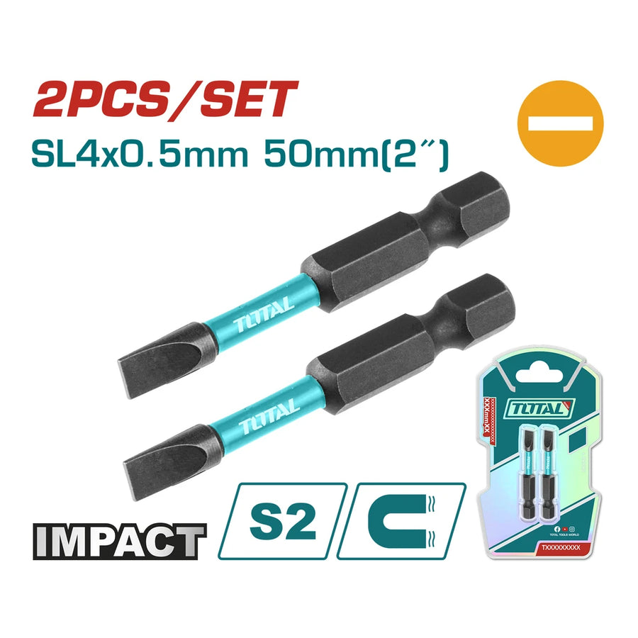 Impact Screwdriver Bits SL4 0.5mm 50mm - TOTAL