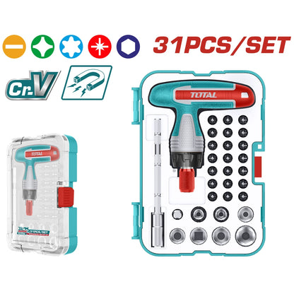31 Pcs T-handle Wrench Screwdriver Set - TOTAL