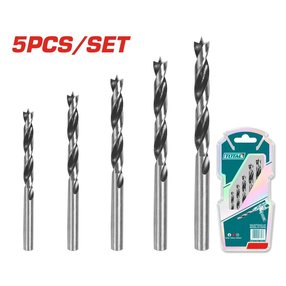 5 Pcs Wood Drill Bits Set 3X61,4X75,5X86,6X93,8X117 - TOTAL