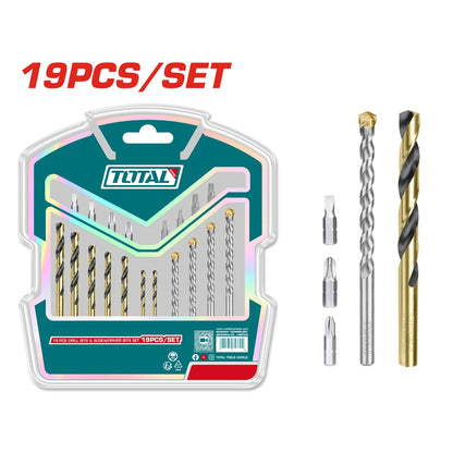 19 Pcs Drill Bits & Screwdriver Bits Set - TOTAL