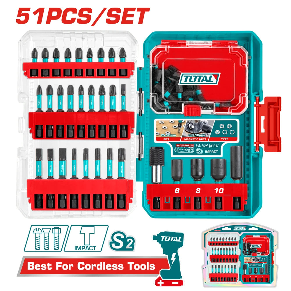 51 Pcs Impact Screwdriver Bits Set - TOTAL