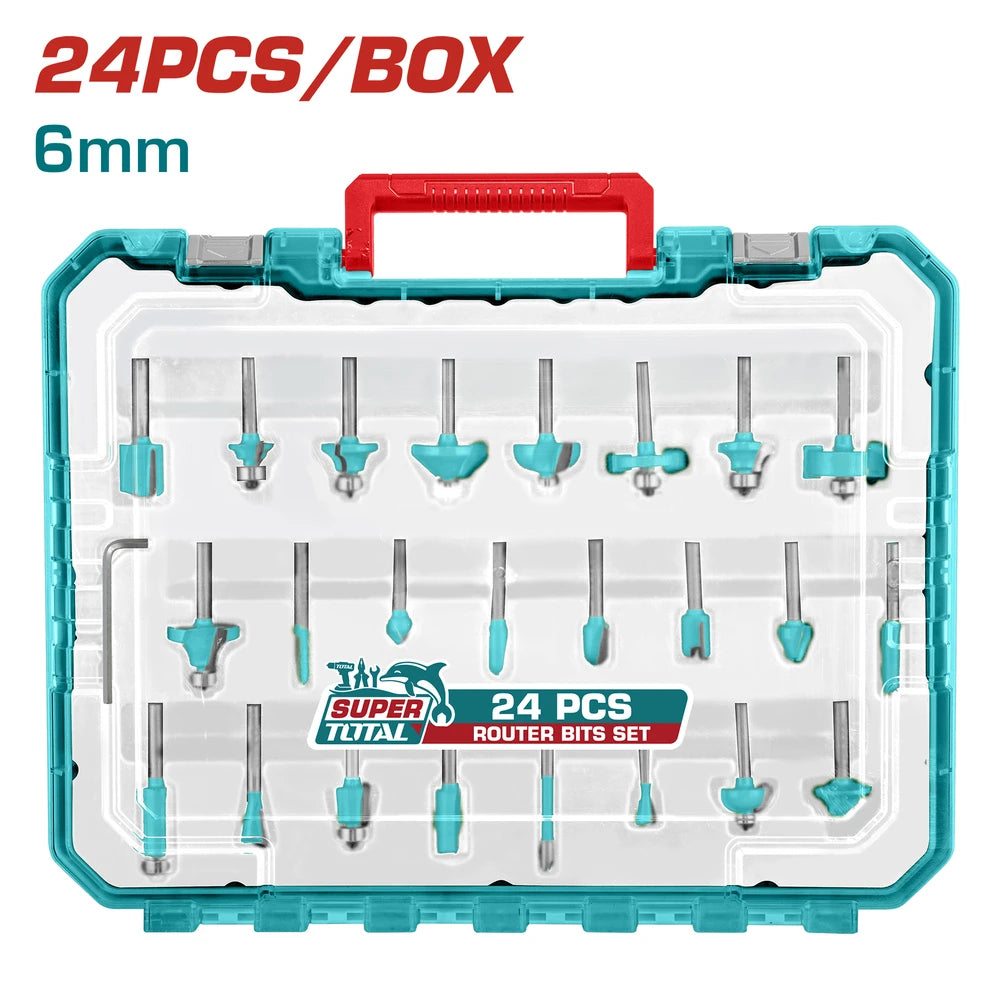 24 Pcs Router Bits Set 6mm - TOTAL