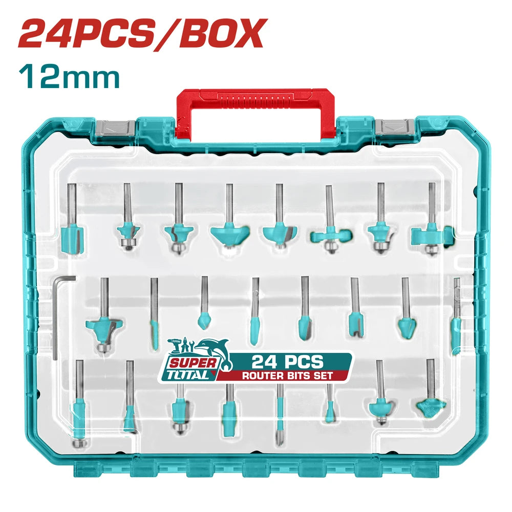 24 Pcs Router Bits Set 12mm - TOTAL