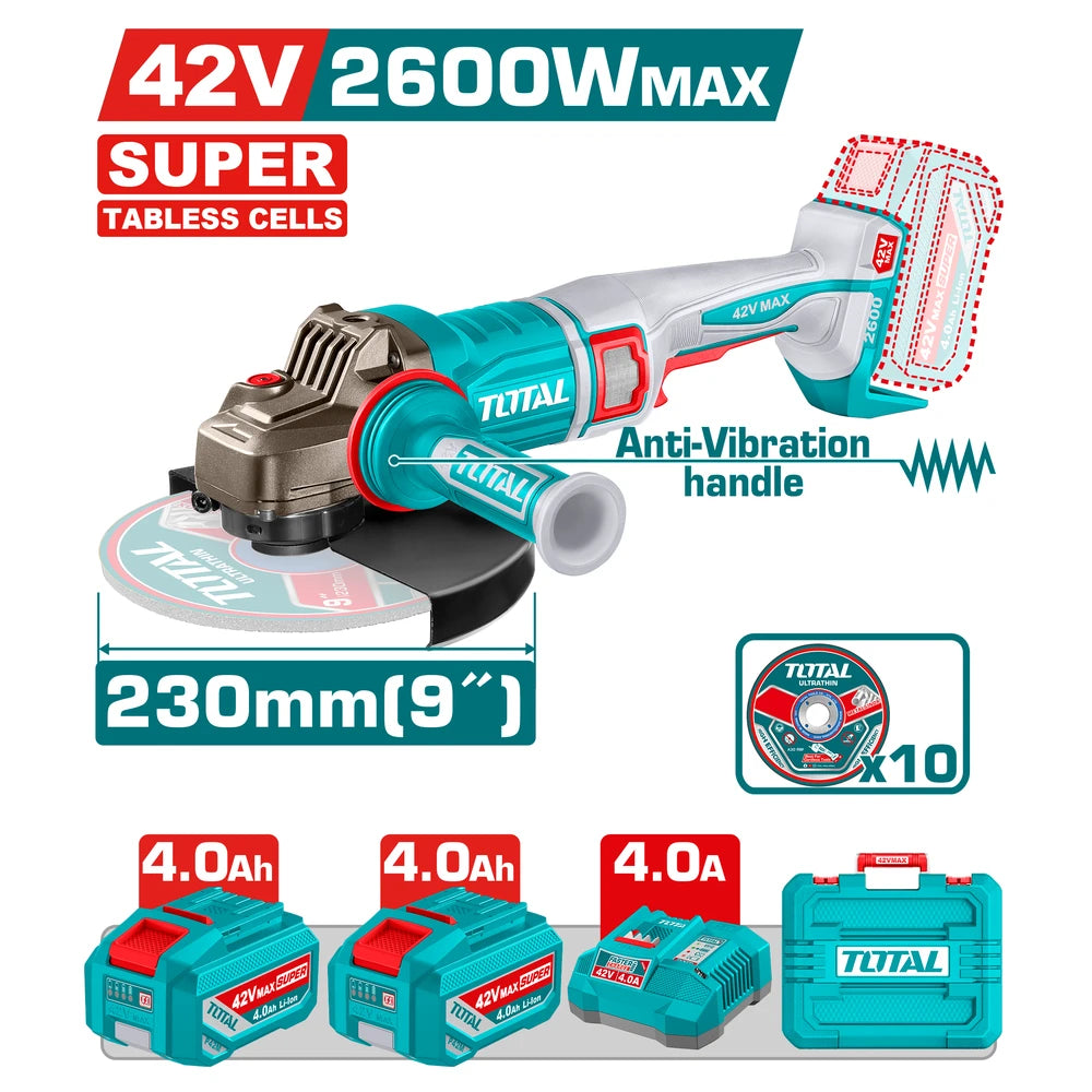Cordless Angle Grinder 42V 230mm - TOTAL