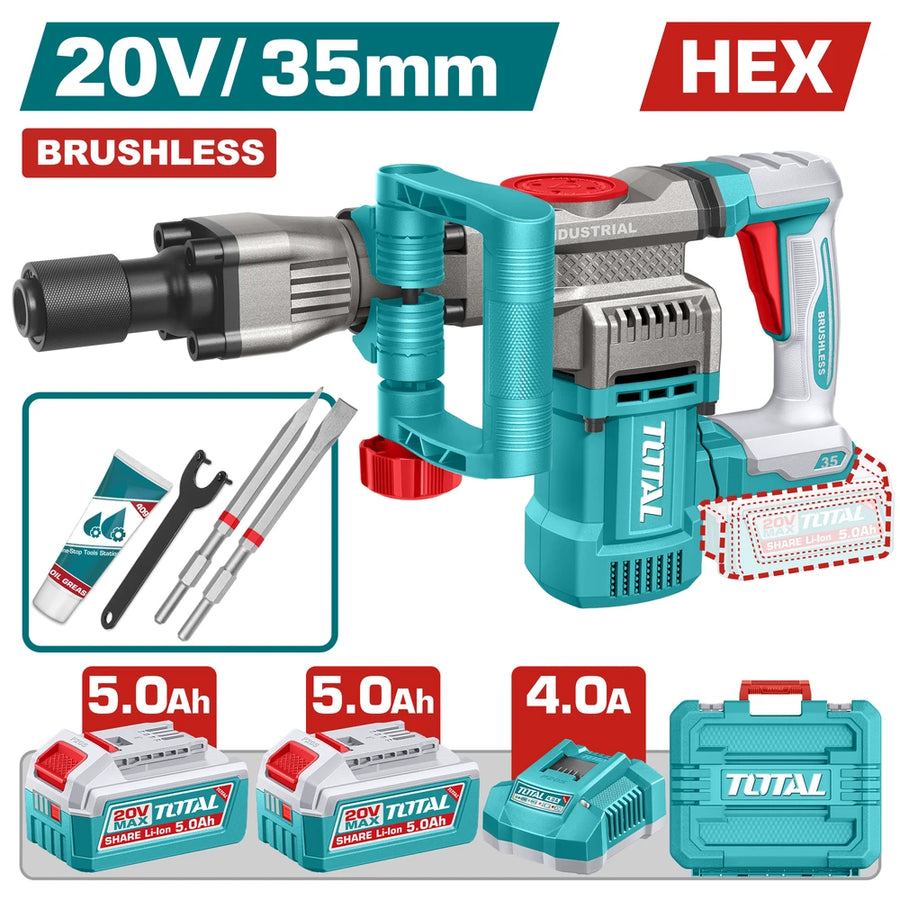 Cordless Demolition Breaker 20V 16J with Battery - TOTAL
