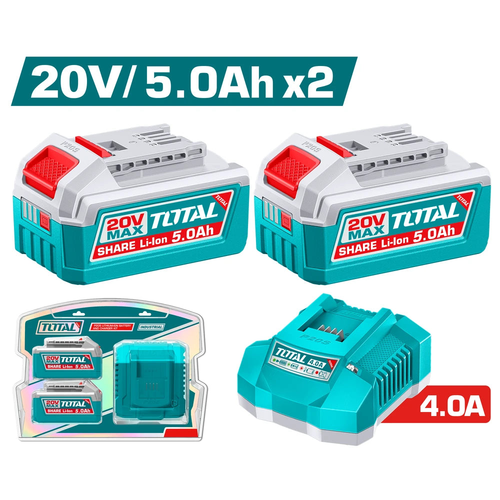 Lithium-Ion Battery and Charger Kit 20V 4A 5.0Ah - TOTAL