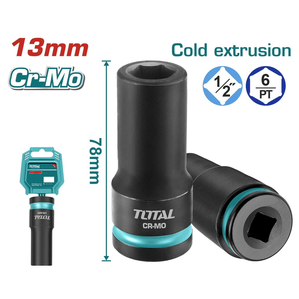 1/2"DR. Deep Impact Socket 13mm - TOTAL