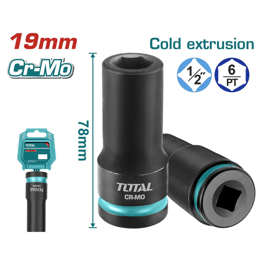 1/2"DR. Deep Impact Socket 19mm - TOTAL