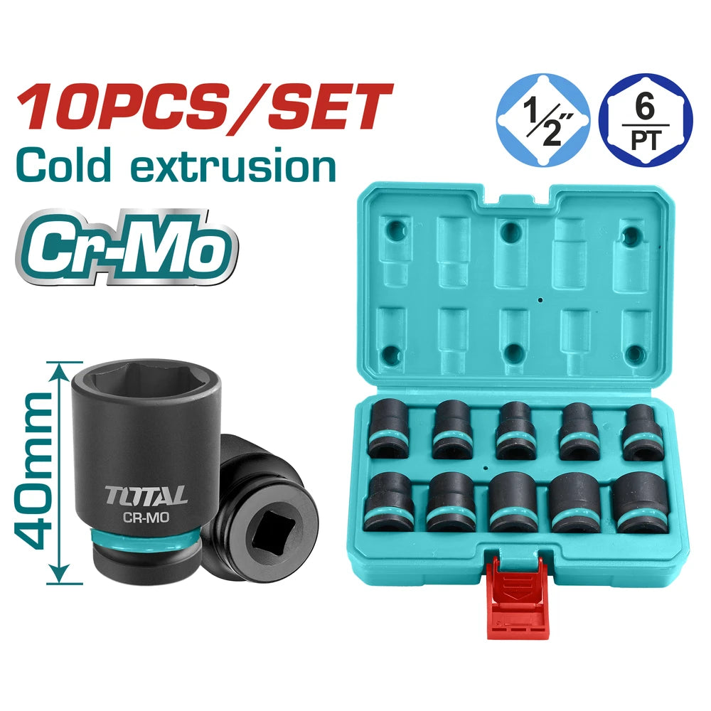 10 Pcs 1/2"DR. Impact Socket Set - TOTAL