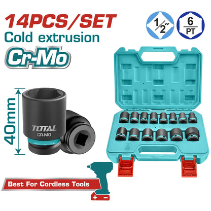 14 Pcs 1/2"DR. Impact Socket Set - TOTAL