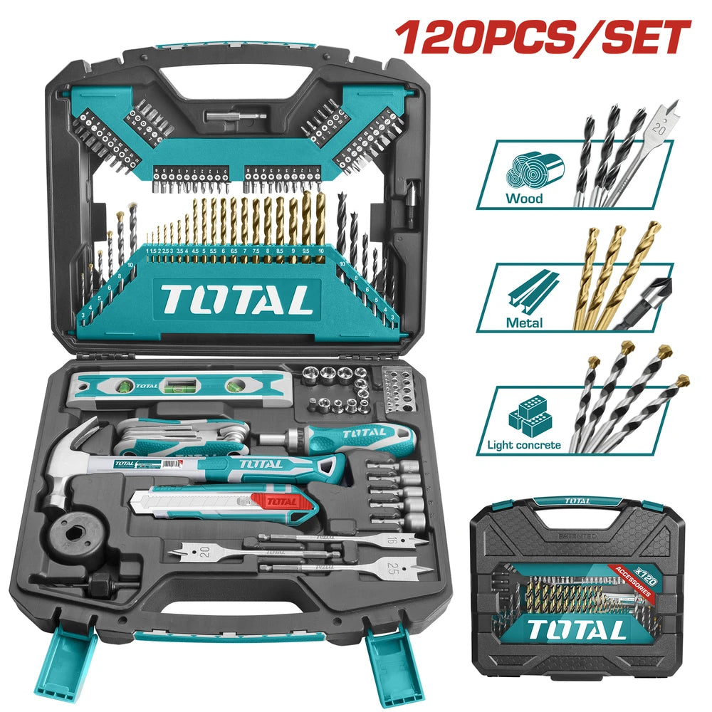 120pcs Hand Tools & Bit Accessories Tool Set - TOTAL