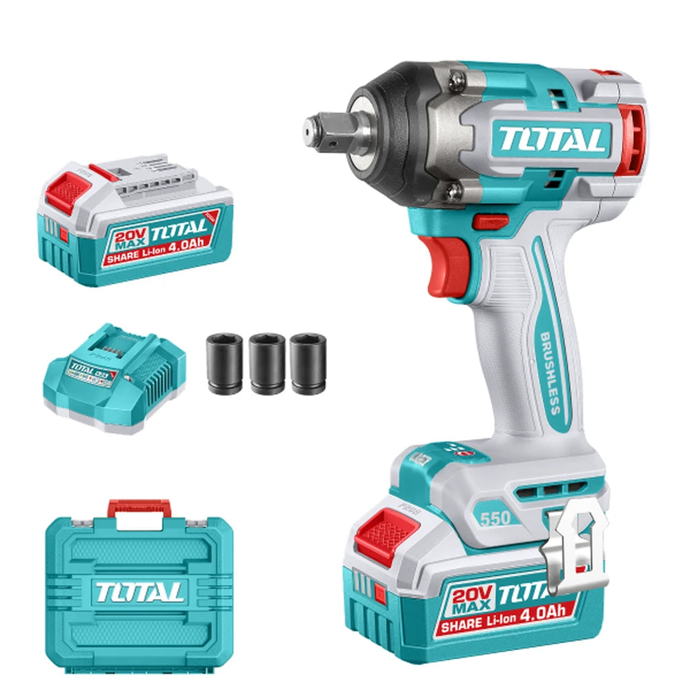 172 Pcs Cordless Impact Wrench Tools Set 20V 550Nm with Battery - TOTAL