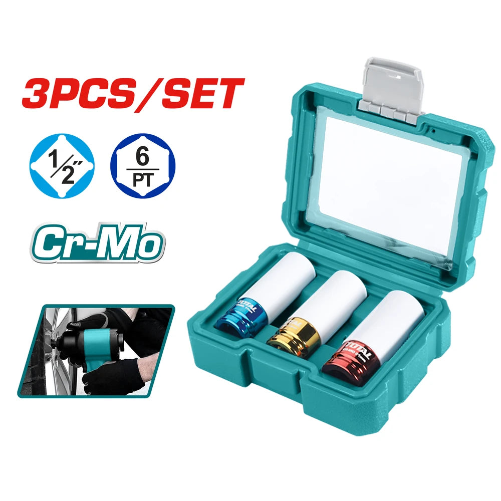 3pcs 1/2" Non Marring Lug Nut Socket Wrench Set - TOTAL
