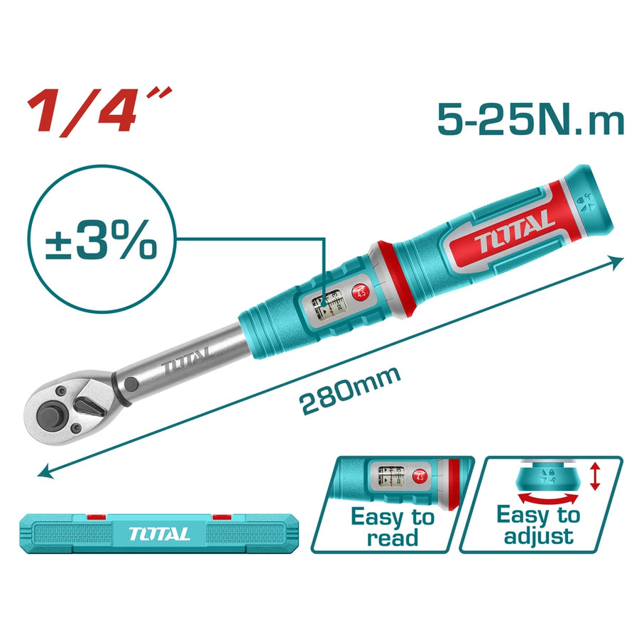 Preset Torque Wrench 1/4" - TOTAL