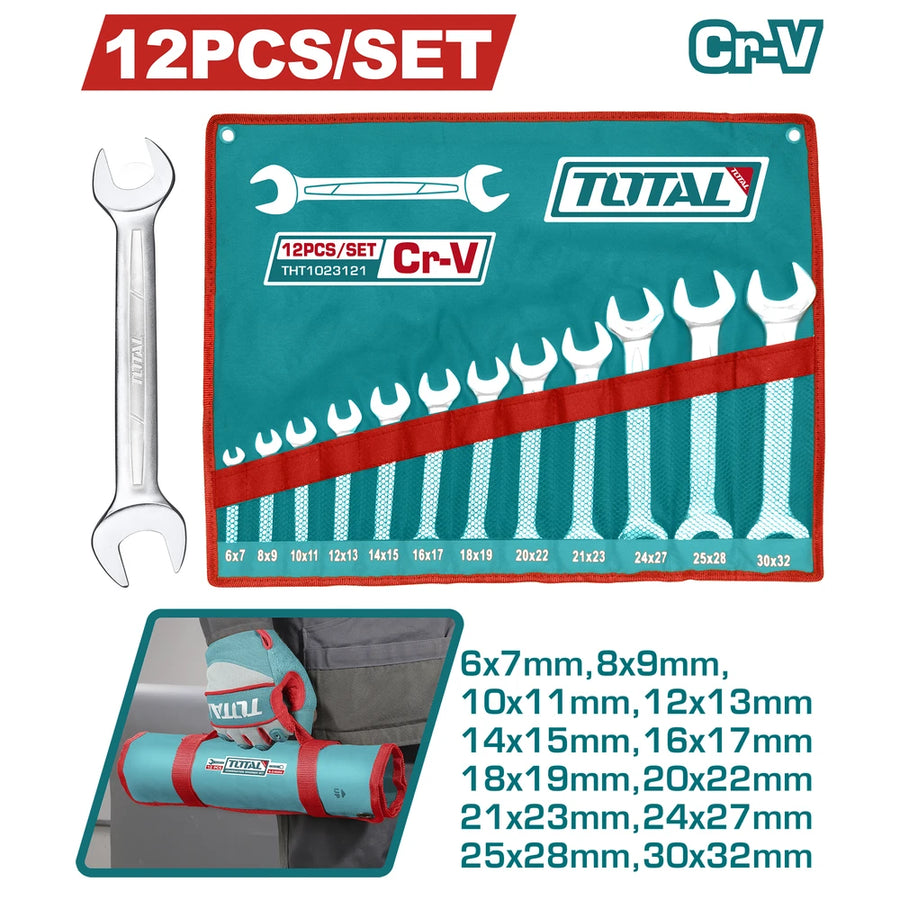 12 Pcs Double Open End Spanner Set - TOTAL