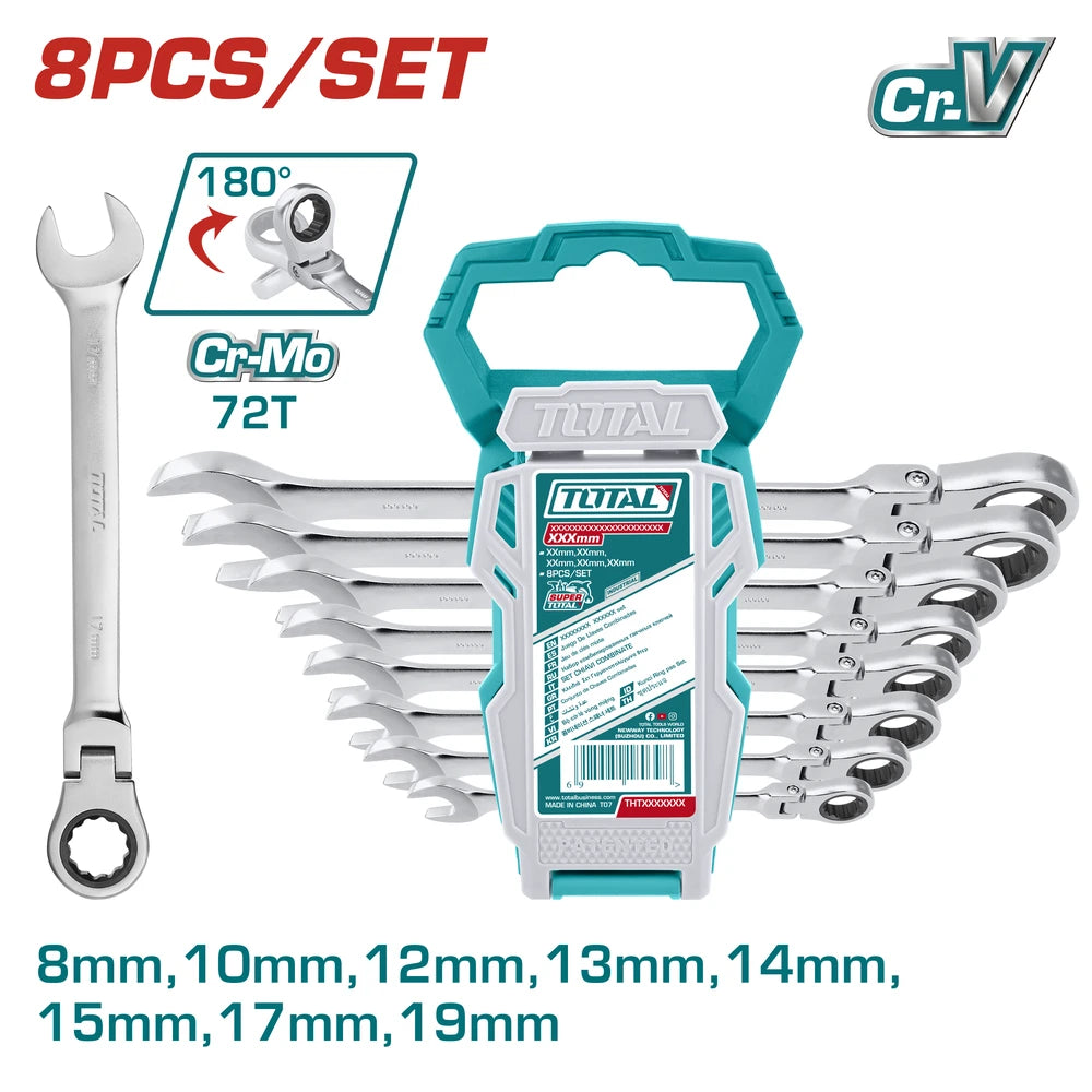 8 Pcs Flexible Ratchet Spanner Set - TOTAL
