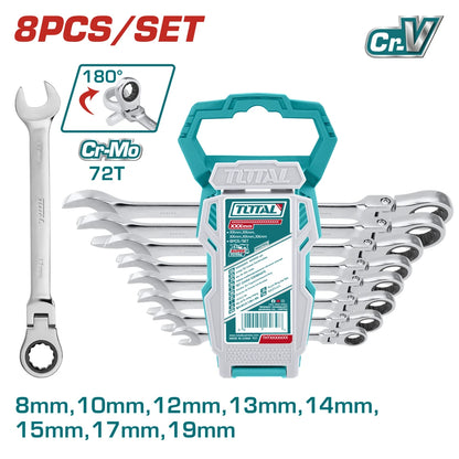 8 Pcs Flexible Ratchet Spanner Set - TOTAL