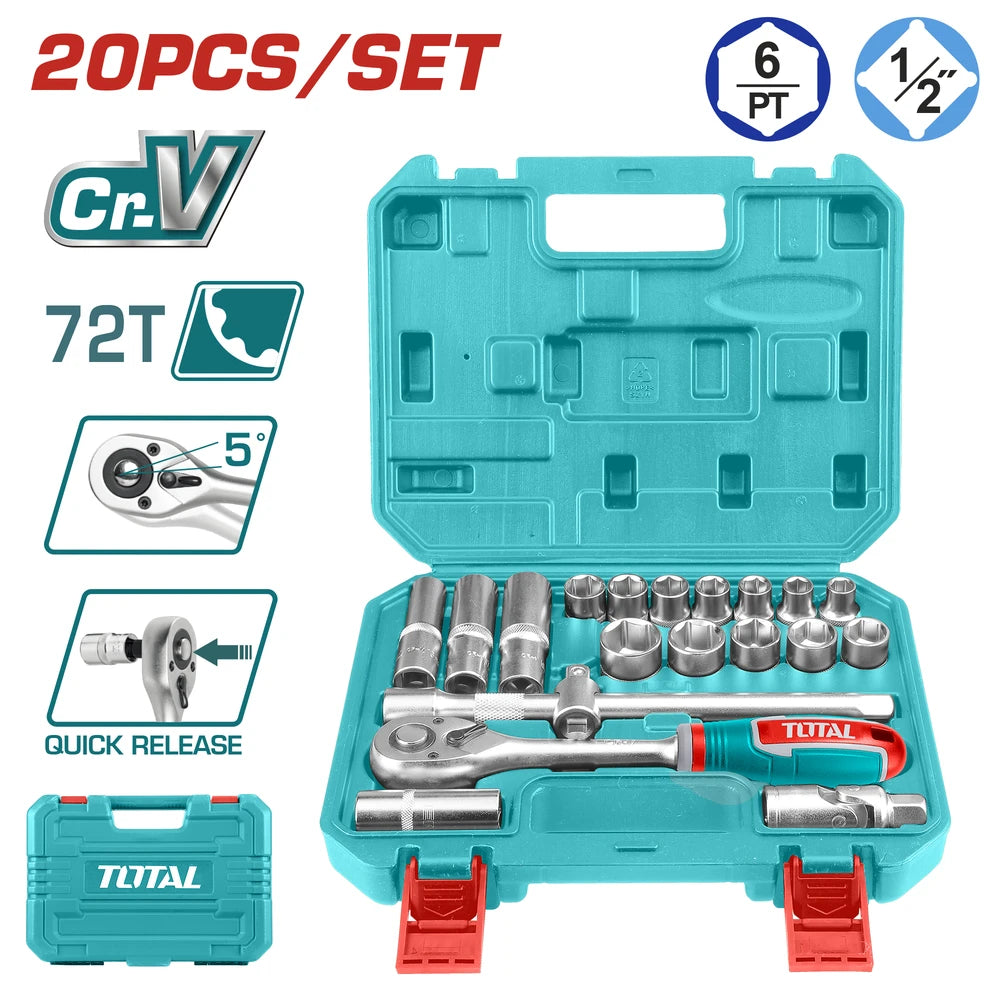 20 Pcs 1/2" Socket Set - TOTAL