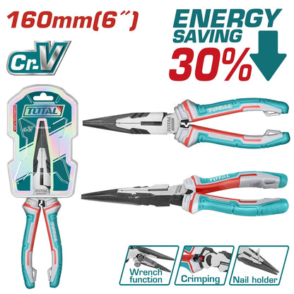 High Leverage Long Nose Pliers 6"/160mm - TOTAL