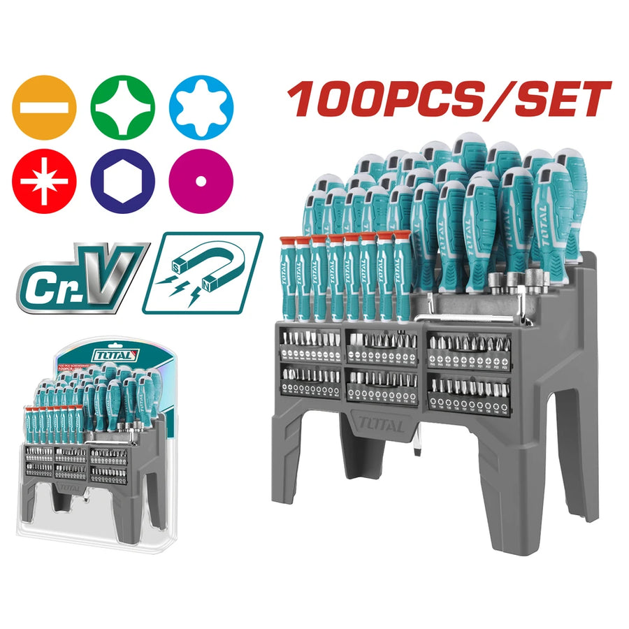 100 Pcs Screwdriver Set - TOTAL