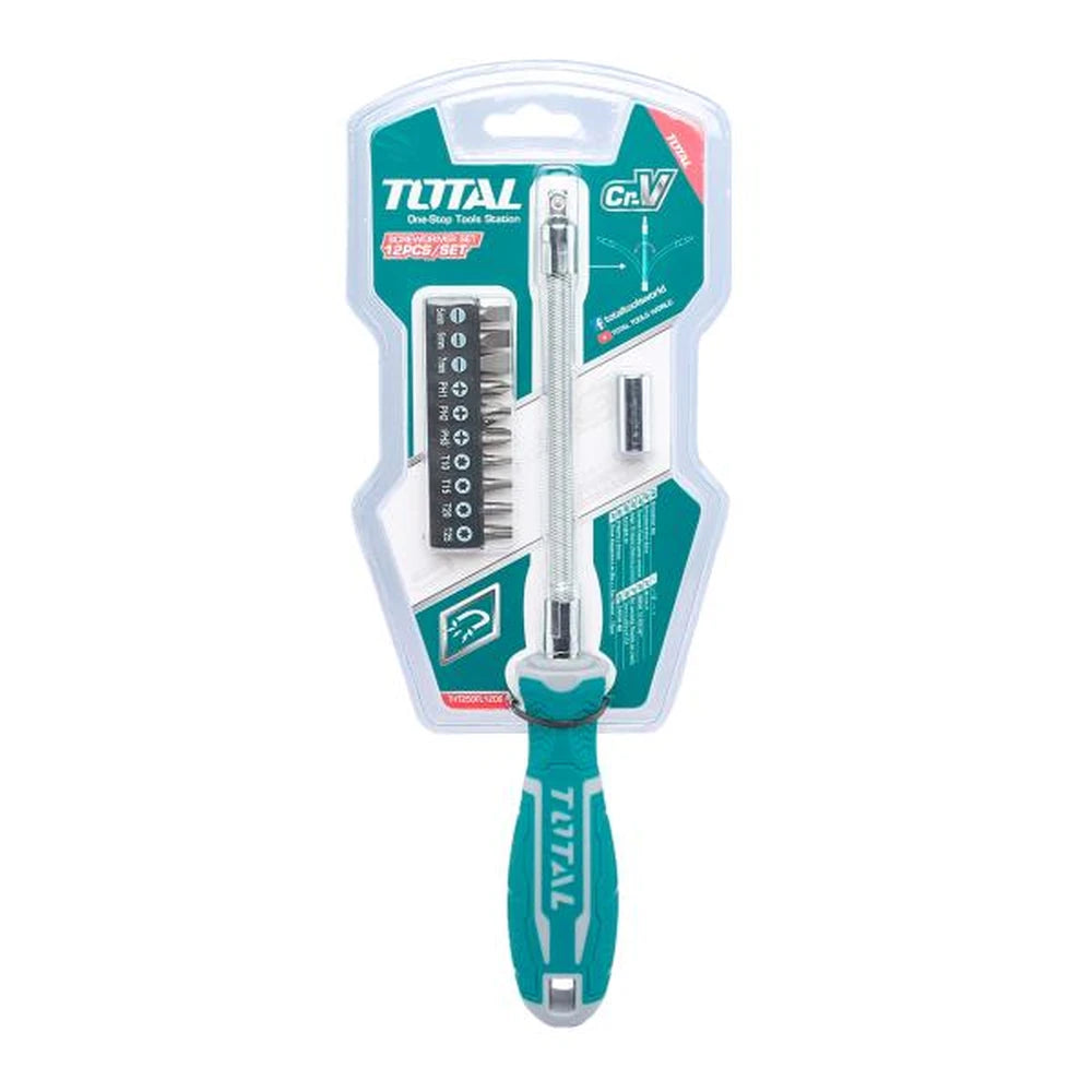12 Pcs Flexible Shaft Screwdriver Set - TOTAL