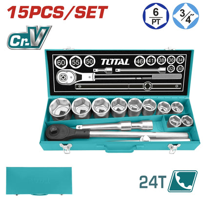 15 Pcs 3/4" Socket Set - TOTAL