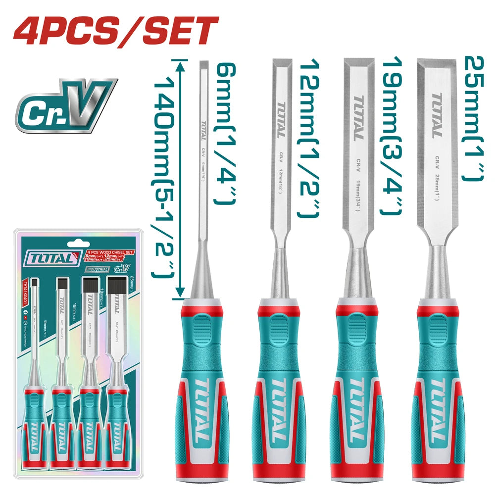 4 Pcs Wood Chisel Set - TOTAL