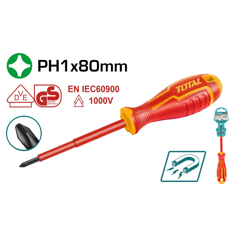 Insulated Screwdriver PH1 80mm - TOTAL
