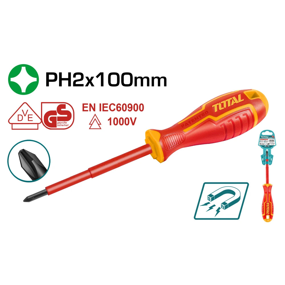 Insulated Screwdriver PH2 100mm - TOTAL