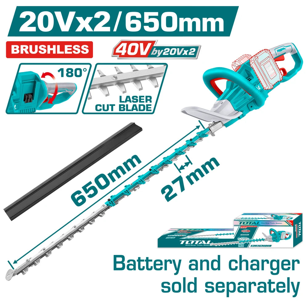 Cordless Hedge Trimmer 40V (20V+20V) (Tool Only) - TOTAL