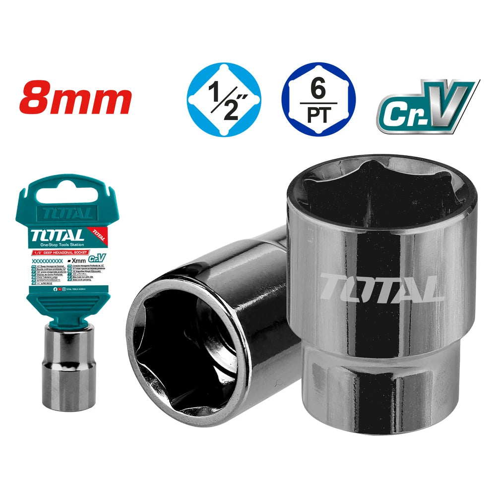 1/2" Hexagonal Socket Cr-V(50BV30) 8mm - TOTAL