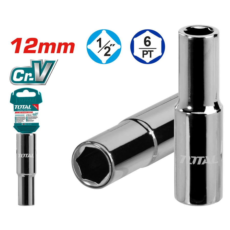 بوكس سداسي طويل Cr-V(50BV30) 12 ملم، قياس 1/2 إنش - توتال