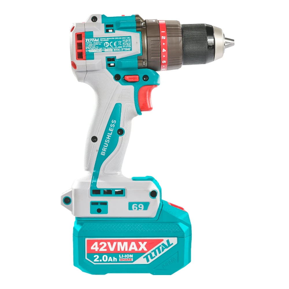 Compact Brushless Cordless Impact Drill 42V 69Nm with Battery - TOTAL