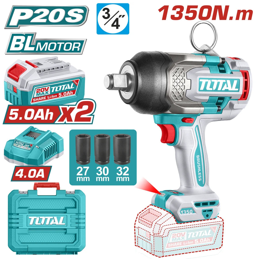 Cordless Impact Wrench 20V 1350Nm with Battery - TOTAL