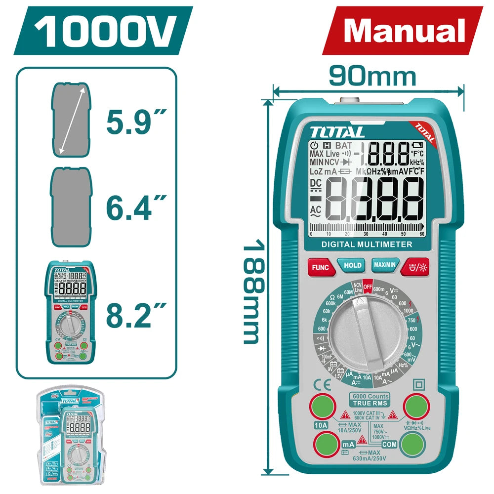 Digital Multimeter TRUR RMS 6000 counts - TOTAL