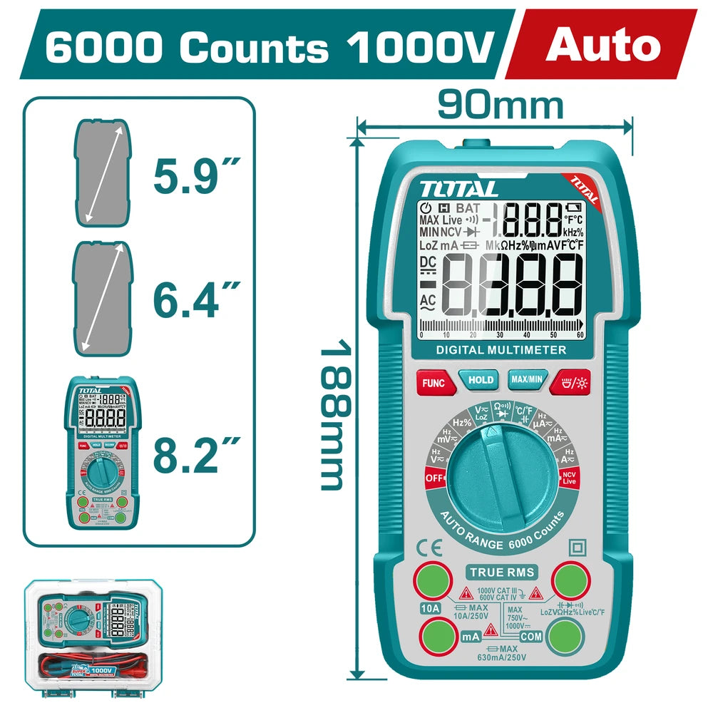 Digital Multimeter TRUR RMS 6000 counts -40.0℃~1000.0℃(-40.0℉~1832.0℉) - TOTAL