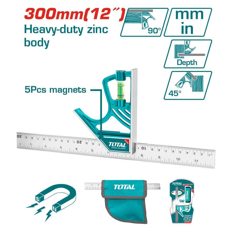 Magnetic Lock Combination Square - TOTAL